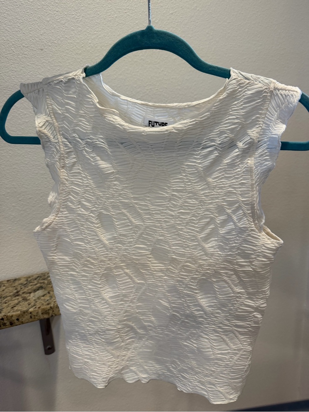 FUTURE White Textured Sleeveless Tank